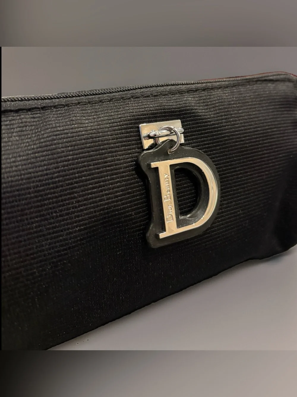 RARE NEW Dior Beauty D Charm Nylon Ribbed Small Cosmetic Bag + Miss Flip Book